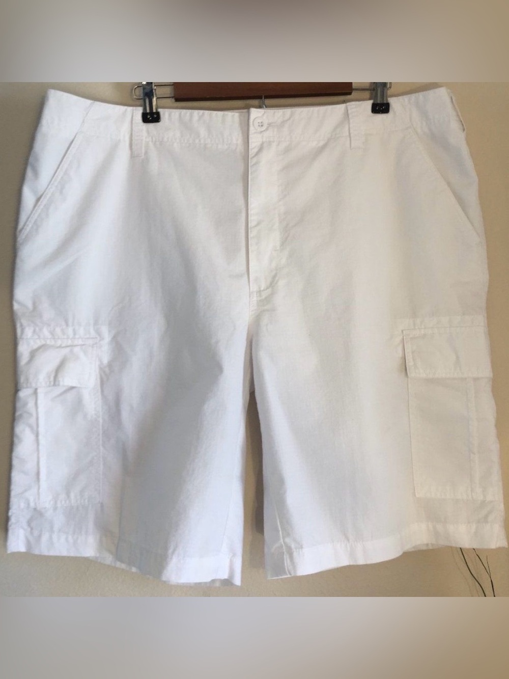 Boca Cargo Shorts Mens 42 White Cotton Blend Lightweight 10.5 Inseam
